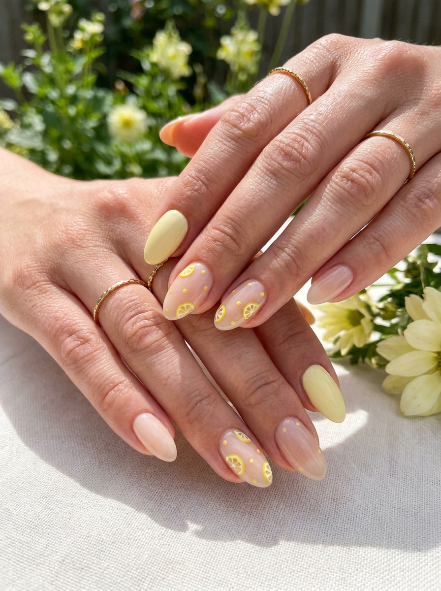 Lemon Dot Nails